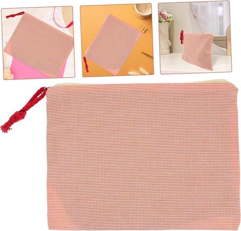 Orange Portable Makeup Organizer Bag For Women Travel Cosmetic Pouch Storage - Image 3